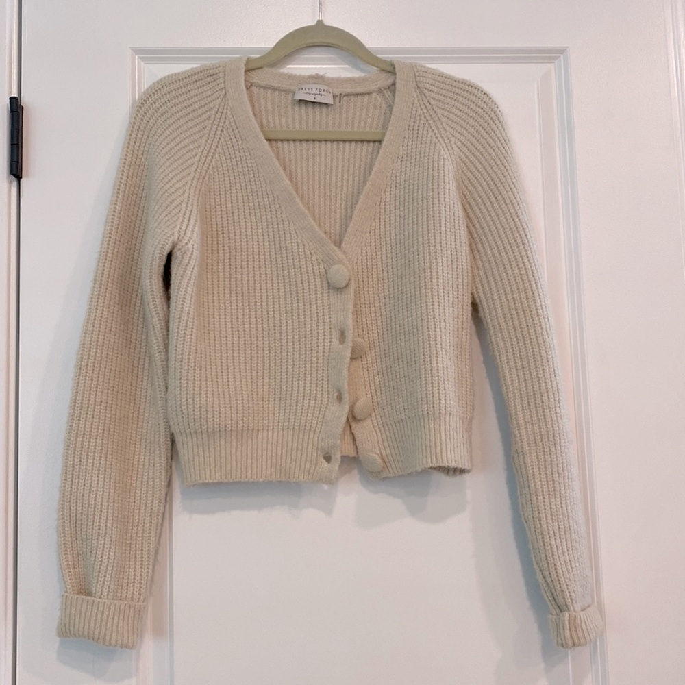 Cream cropped cardigan sweater